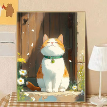 猫咪钻石画满钻新款手工画卧室学生新手钻石贴十字绣带框