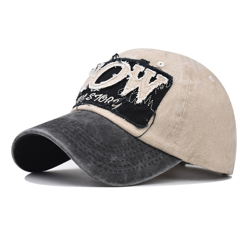 Transfronterizo puro algodón lavado angustiado NOWE carta gorra de béisbol para hombres y mujeres al aire libre Four Seasons enarboló la gorra