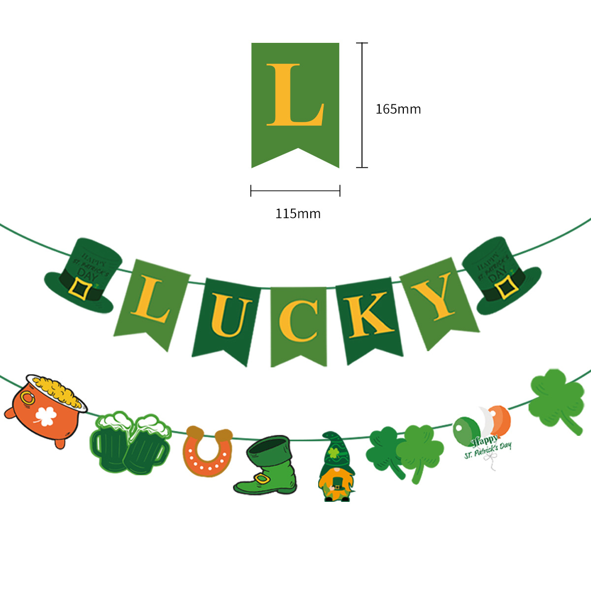 Nuevo Día de San Patricio tire de la bandera Irish Day theme party Decoration pull Flower Clover LUCKY tire de la bandera