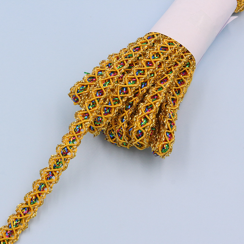 9 metros un rollo 1cm de ancho seda dorada ola encaje ropa equipaje artesanía decoración zapatos sombreros accesorios de bricolaje hechos a mano