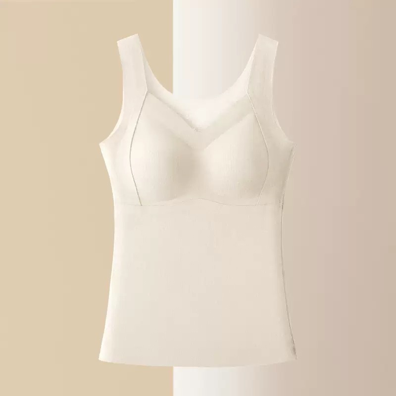 Nuevo chaleco térmico de terciopelo mujeres con almohadilla para el pecho sin sujetador doble capa engrosamiento ropa interior térmica mujeres parches de seda