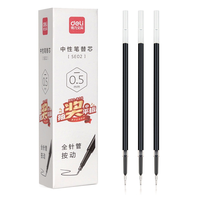 Deli Se02 Neutral Refill 0.5mm Retractable Pen Refill Full Needle Tip Neutral Pen Refill Full Needle Tip Black Pen Refill Bulk