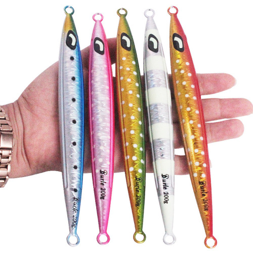 Manufacturer wholesales long treble iron plate lead fish fast sinking sea fishing bait slender bait night fishing lure fishing long range mackerel fishing