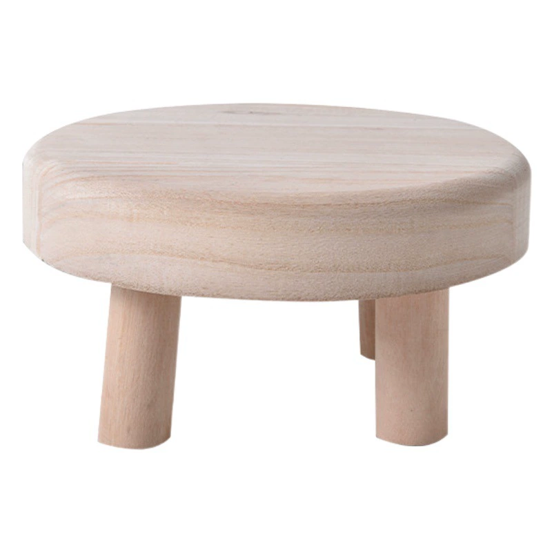 Деревянный небольшой круглый табурет для прихожей, табурет для переобувания, детский табурет для учебы, подставка для цветов на балкон, круглый табурет.