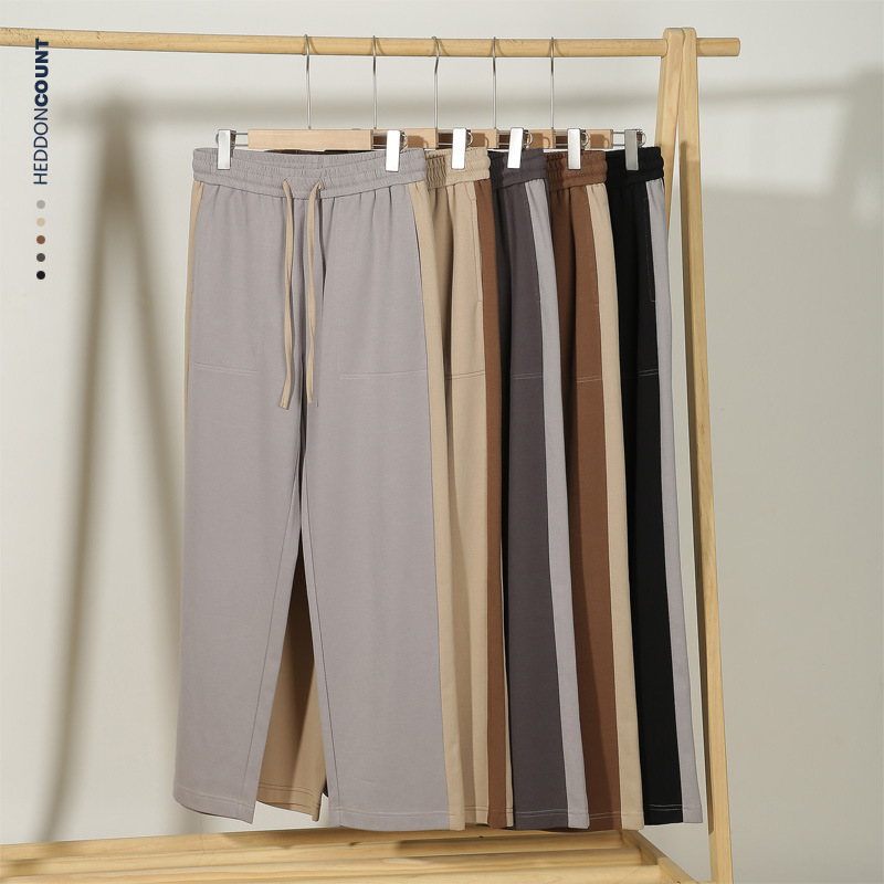 Men's Clothing 2024 spring and summer new thin trousers breathable color matching loose sports pants drape men's straight trousers_voghion.com