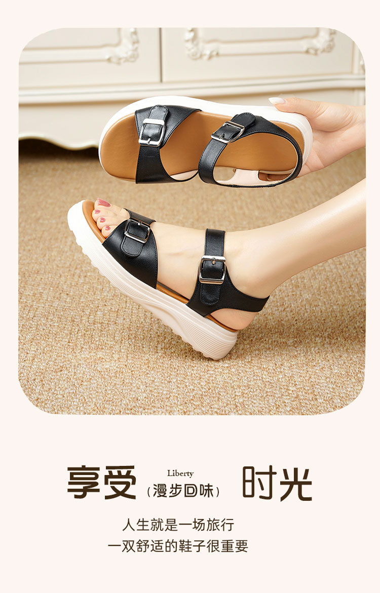 Sandal nữ đế xuồng da bò thật quai chữ V mềm êm — Trắng kem【Da bò lớp đầu】 chi tiết 22