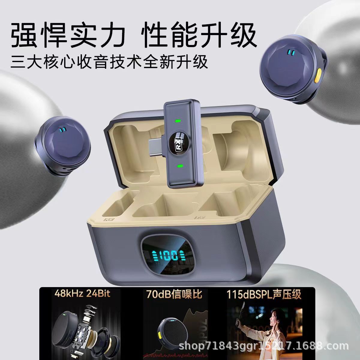 Wireless lavalier microphone one to two with charging compartment…
