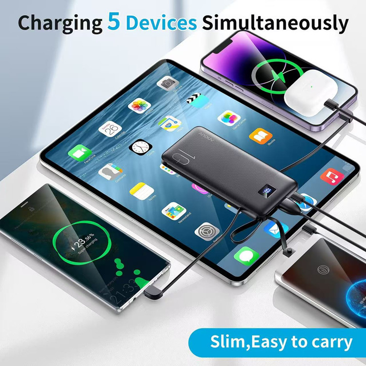 Powerbank mit integriertem Kabel, AC-Stecker, Schnellladung, 10000 mAh, mobile Stromversorgung, Geschenkverpackung, individuelle LOGO-Anpassung