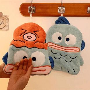 Cute Ugly Fish Hanging Hand Towel Absorbent Cartoon Kitchen Kidsren's Home Quick-Drying Bathroom Handkerchief Towel Gg