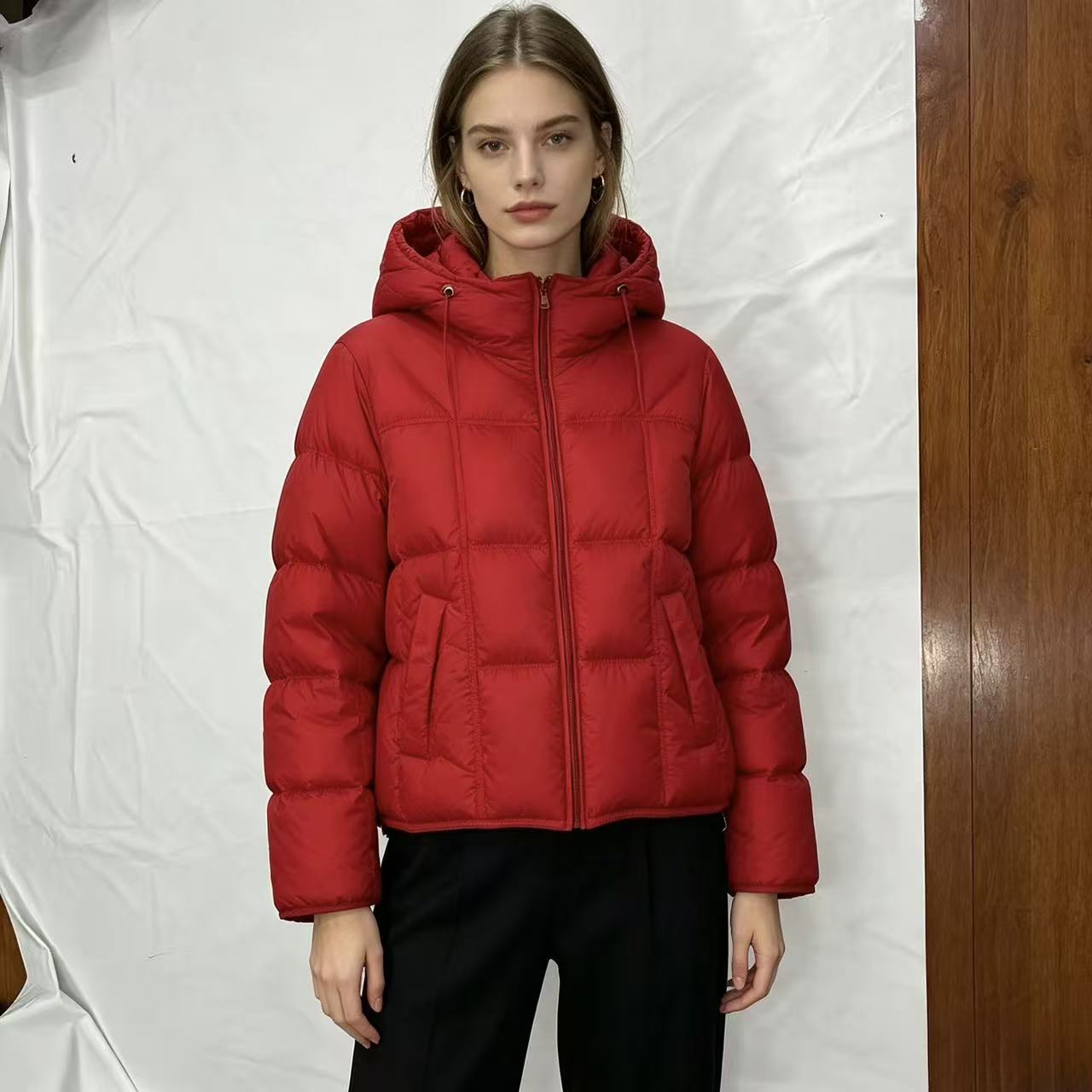欧货糖果色短款宽松百搭连帽棉服女新款泡芙小个子面包服外套