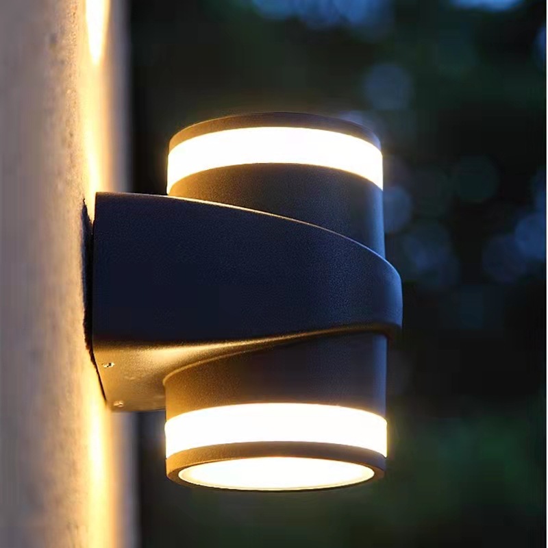 Outdoor waterproof LED indoor and outdoor stylish simple wall lamp exterior wall up and down spotlights courtyard double head wall lamp