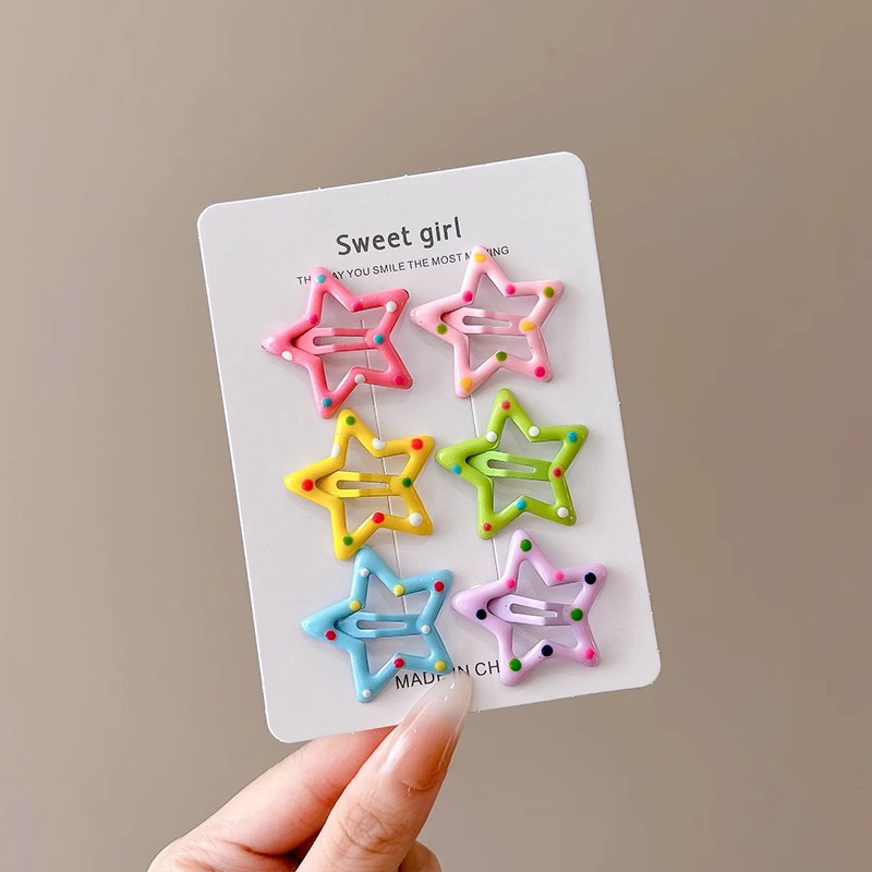 Color para niños lindo pequeño bb clip niña flequillo clip de cabello roto horquilla para bebé tocado de niña estrella horquilla