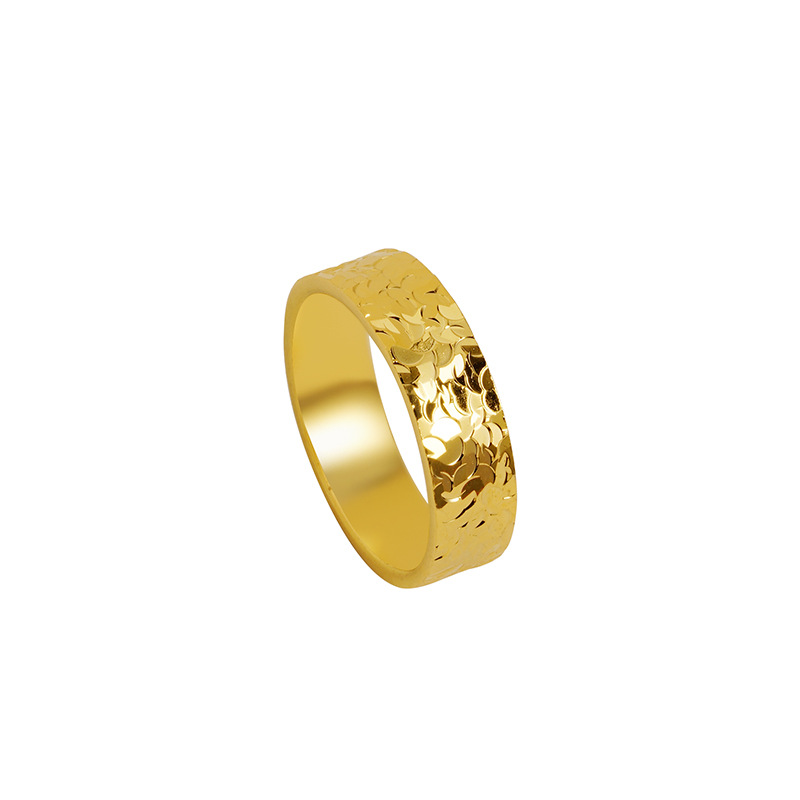 Anillo de oro batido de hielo roto sin desvanecimiento durante mucho tiempo nicho femenino de alto grado de lujo real de cobre imitación anillo de pigmento de oro joyería