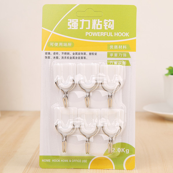 Red creative plastic hook door seamless hook creative bathroom wall plastic hook 6 Pack