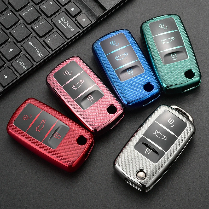 Подходит для Volkswagen Key Pack Carbon Fiber Patterns TPU Key Case Speed Tenglangyou Tu Guanbao