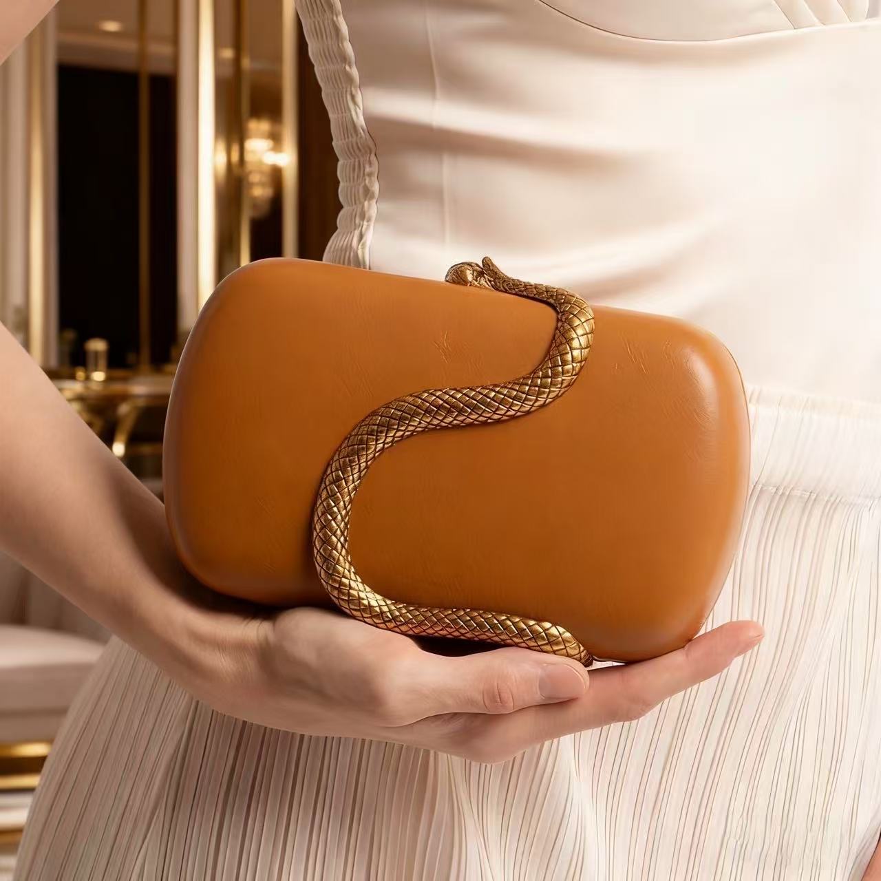 Comercio exterior directo transfronterizo lujo ligero bolso de cena damas bolso de mano PU bolso de serpiente estilo de moda bolso de noche de hombro