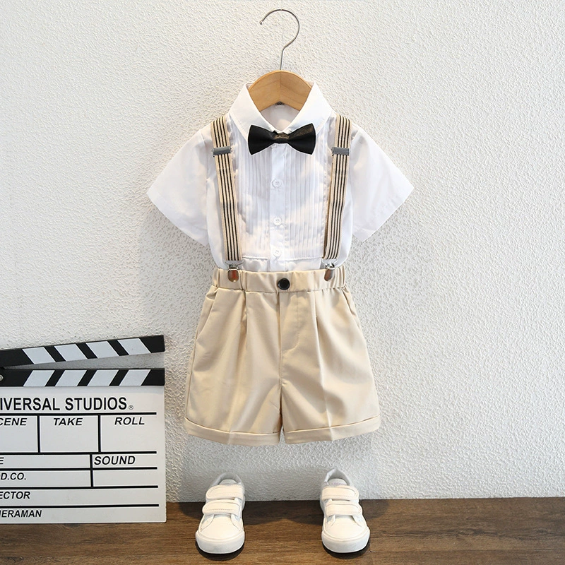 Summer flower boy costume, children's classic suit, overall, piano performance costume, British style, noble cut
