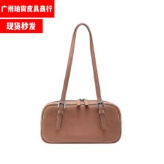 Qiu Zhen レトロボウリングバッグ女性のヨーヨーニッチ植物タンニンなめし第一層牛革バッグハンドバッグ本革脇の下バッグ女性のバッグ