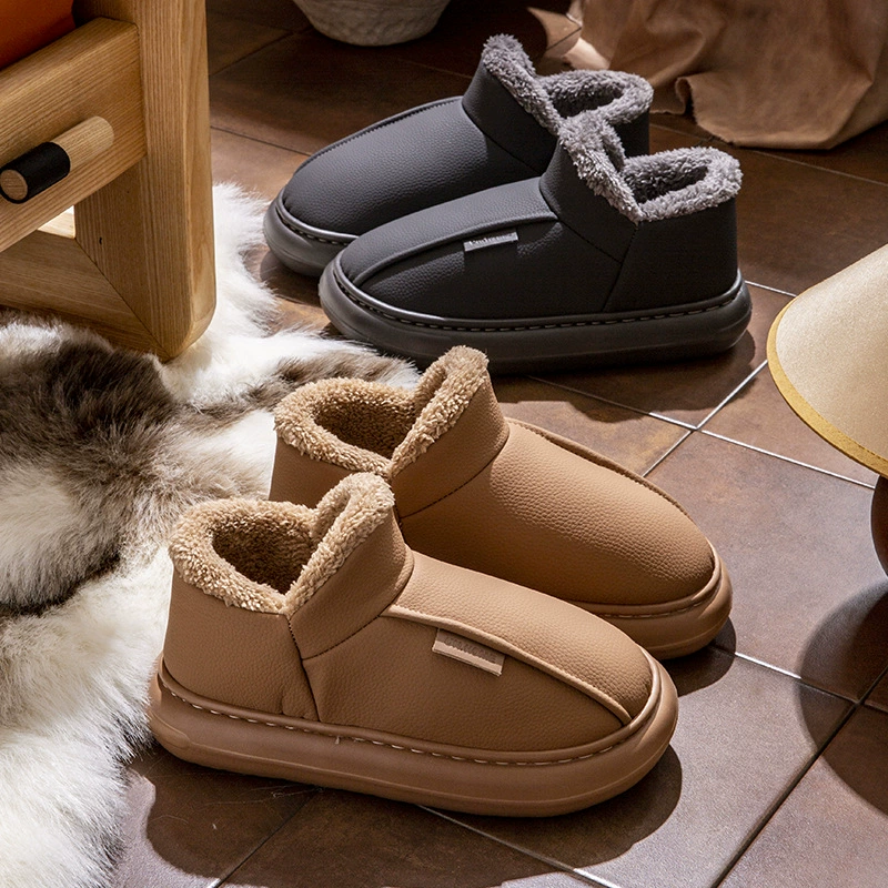 Ступать на фекалии хлопковые тапочки мужские зимние сумки и носить наружные 2024 новые внутренние плюшевые теплые хлопчатобумажные туфли с толстой подошвы