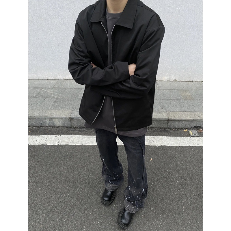Auticup美式短款立领cleanfit夹克宽松简约设计感拉链vibe风外套|undefined