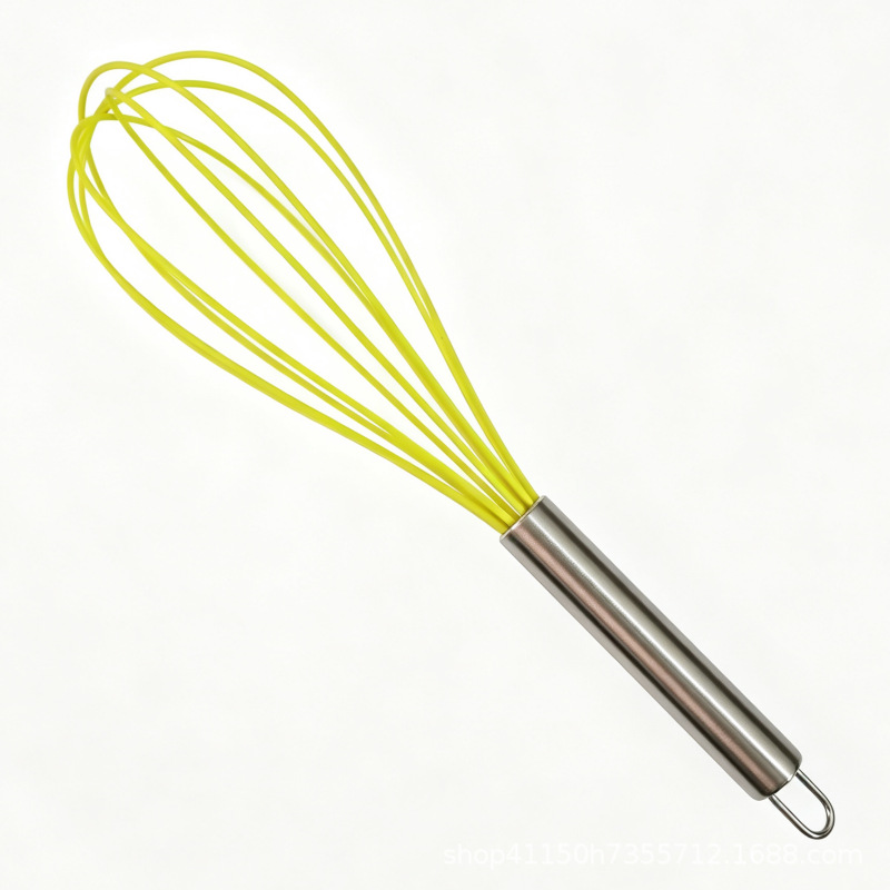 Batidor de huevos de silicona manual de acero inoxidable crema dispensador de mano licuadora mini herramienta de horneado casera colorida image 25