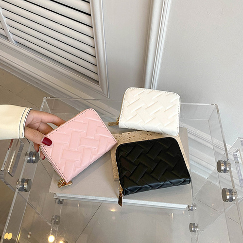  New Student Niche Design Soft Leather Zipper Coin Purse Short Style Compact Wallet Women's Creasing Small Wallet Trendy