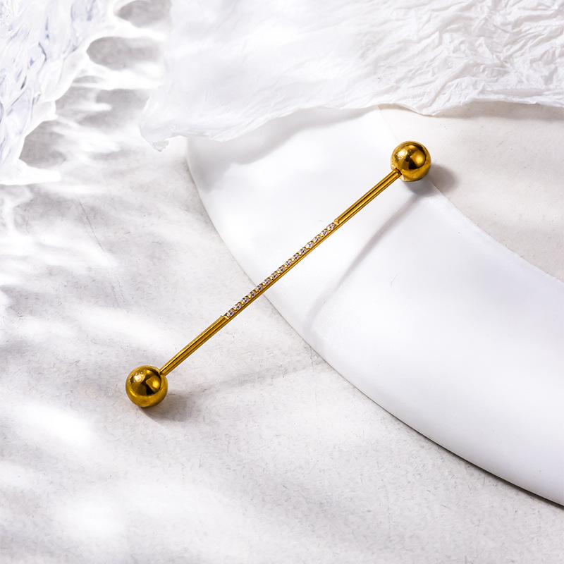 Fashion Geometric Metal Inlaid Zircon Ear Studs 1 Piece