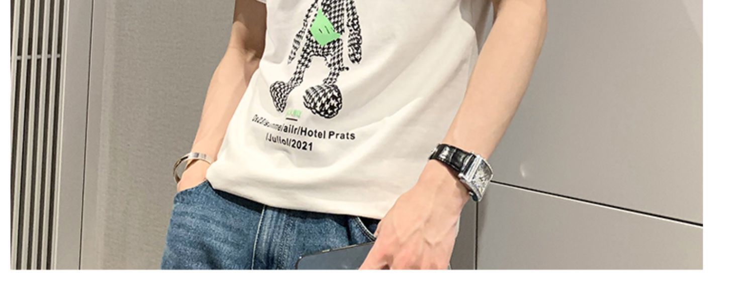 2023 neue männer T-shirt Kurzarm Mode Marke Mode Vielseitig INS Super Feuer Halbe Hülse Sommer Dünne Druck Top_voghion.com
