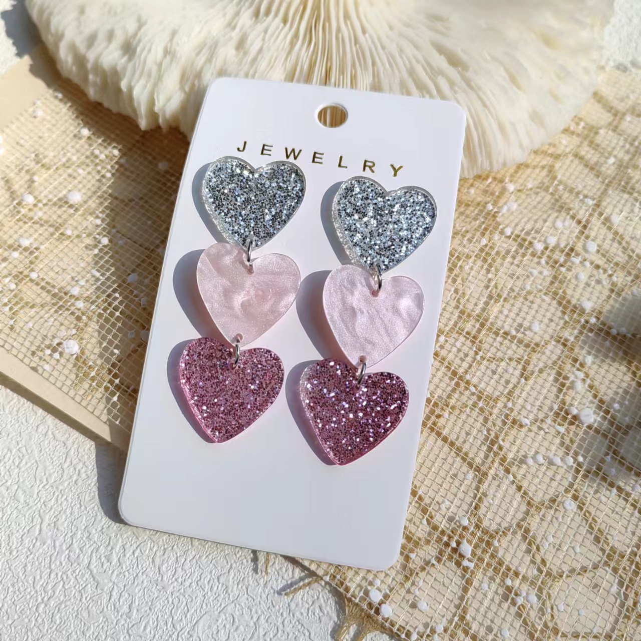 Acrylic Material 1 Pair Retro Heart Shape Arylic Drop Earrings