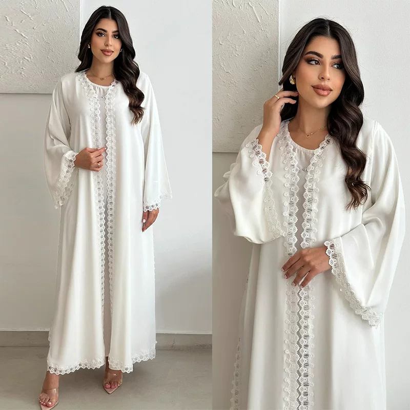 MQ144 Muslim Fashion Jacket Middle East Cross -Overseas Trade Dubai white robe women's new foreign wear ABAYA
