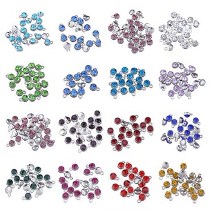 December Birthstone 6mm Crystal Amulet Birthstone Pendant Twelve Color Birthstone DIY Alloy Jewelry Accessories
