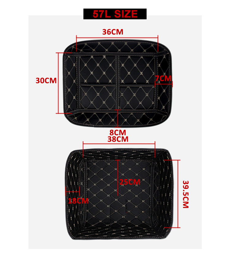 Motorcycle Battery Car Trunk Tail Box Lined with Leather Waterproof 45L/57L Cushion Tool Box Accessories
