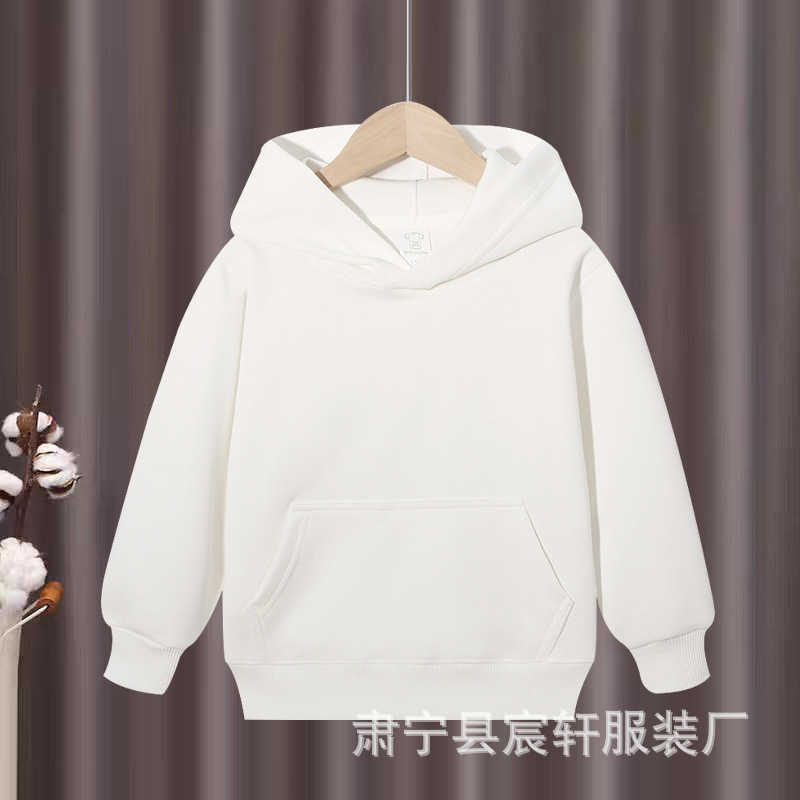 秋冬新款华棉外套儿童连帽卫衣纯色宽松落肩连帽衫班服团体服印花|undefined