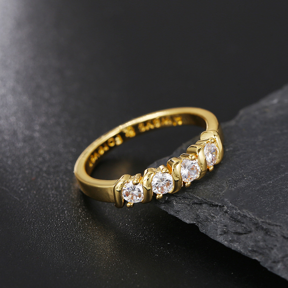 European And American Simple Style New Ring Zircon Ring Female Copper Plated 18k Gold Jewelry Spot display picture 1