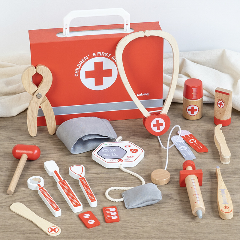 Educación temprana simulación de hogar aristocrático danés rojo médico juego de rol juego de juguetes médico