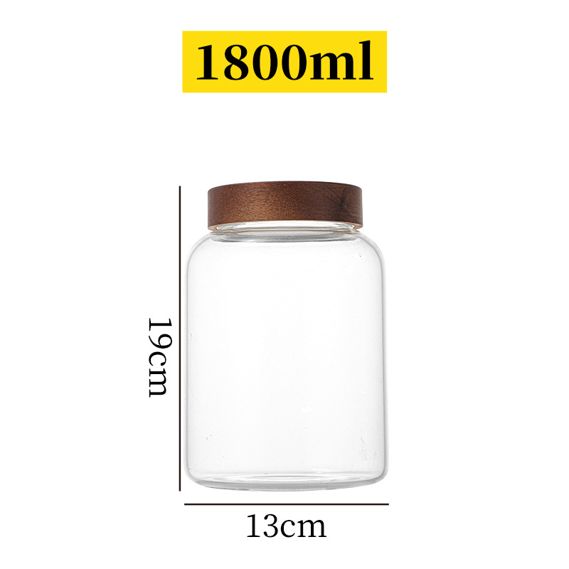 botella de embalaje de cáscara de naranja de gran capacidad alta borosilicato tanque de almacenamiento de vidrio sellado granos gruesos frutas secas jarro de té tapa de madera acacia