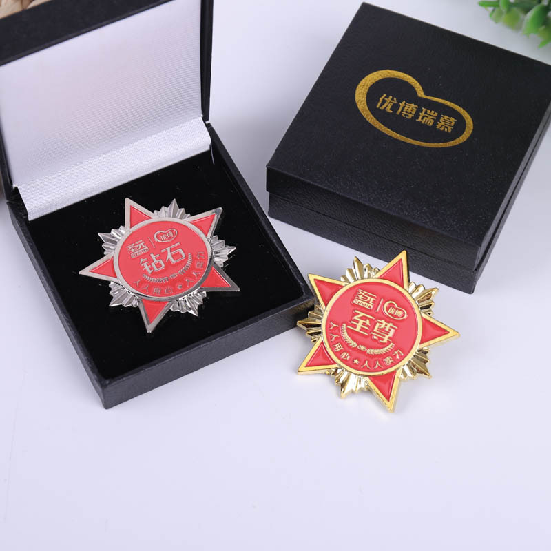 金属徽章制定珐琅胸牌锌合金烤漆胸章星形胸针制作校徽纪念工牌