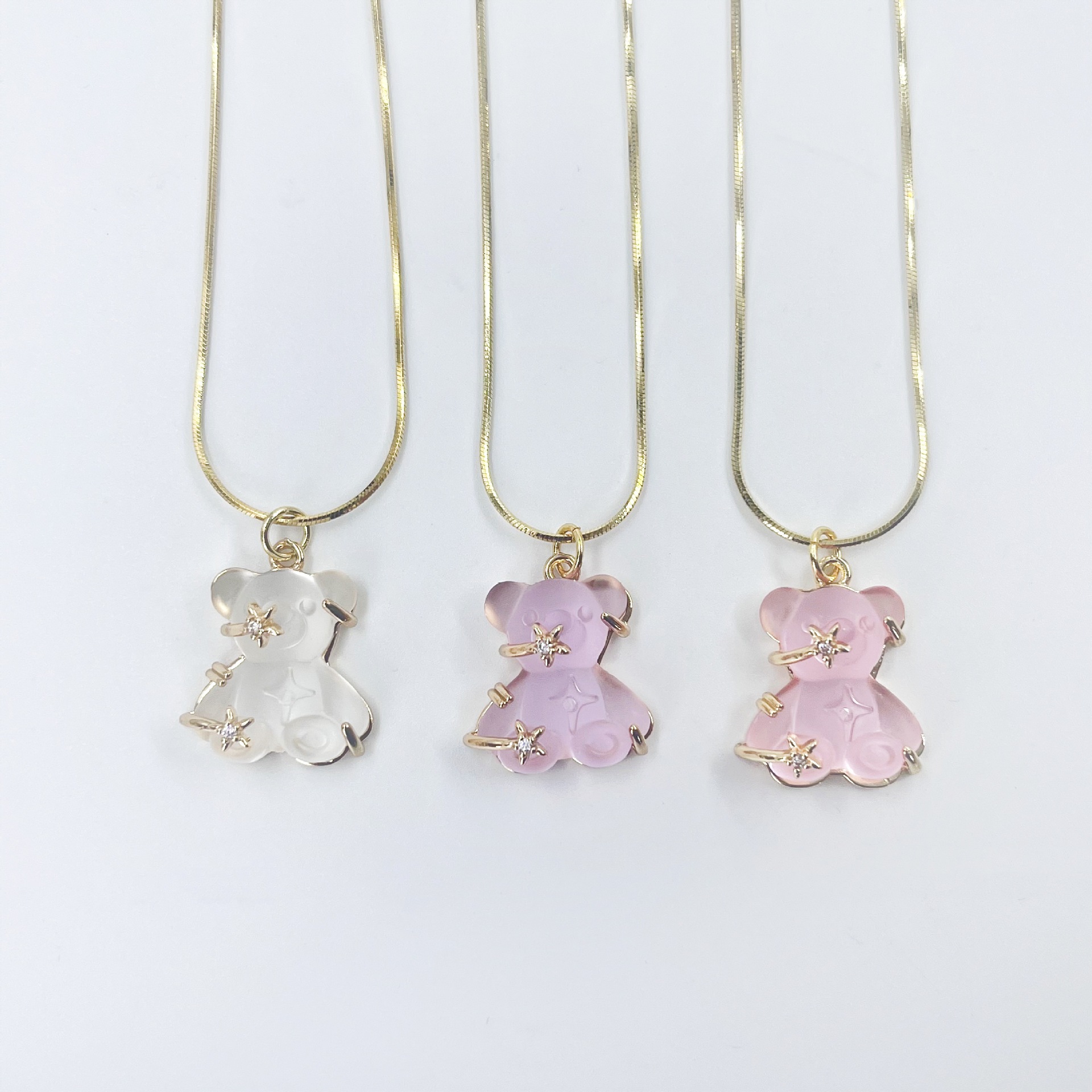 1 Piece Quantity Resin Copper Cute Bear Pendant Necklace