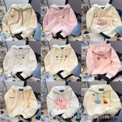 广州十三行春秋新款加绒加厚卫衣韩版宽松休闲外套女装批发货源