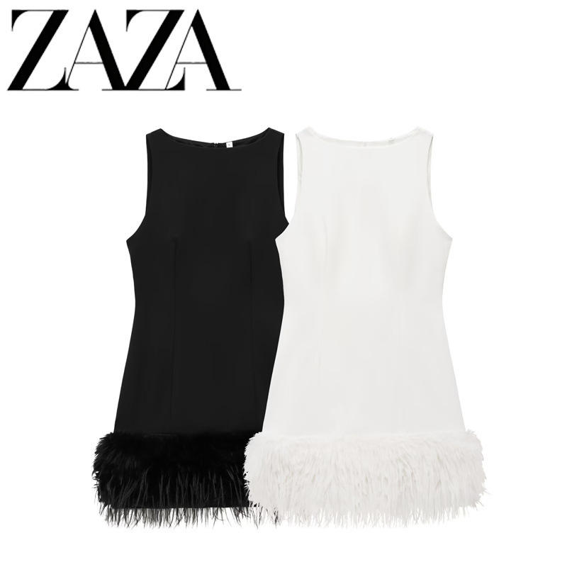 Zaza Self-Made European and American Style Wholesale Women's Clothing Fashionable Versatile Elegant Feather-Decorated Dress 4772227 Zaza Self-Made European and American Style Wholesale Women's Clothing Fashionable Versatile Elegant Feather-Decorated Dress 4772227