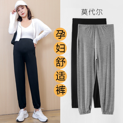 加大码束脚孕妇裤子秋冬外穿休闲孕晚期长裤春夏薄款莫代尔孕妇裤