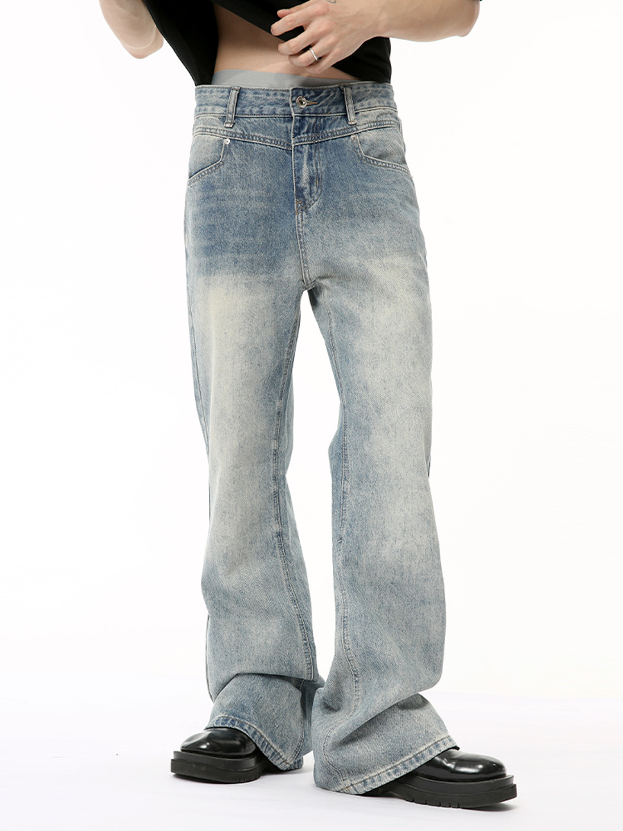 MTLCLOTHES Hombres| 2024 verano nuevo producto nicho de diseño de pantalones de empalme sensación de micro-trometa de la tendencia jeans