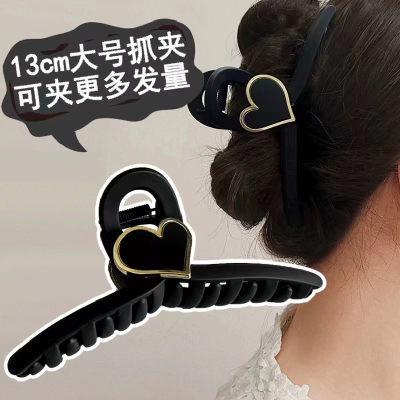 Матовый черный зажим для волос, краб-пин, ретро акула, крупная hair accessory, стиль высокого качества, простой и элегантный дизайн