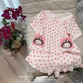 2025春季女士新品韩版可爱娃娃领睡衣家居服新款套装短袖