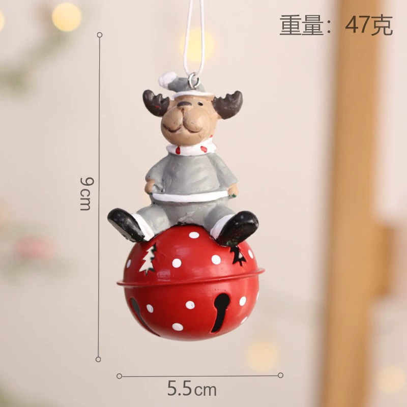 Hanging bell ornament, Christmas pendant, 15 cm, bell/snowman/elk designs