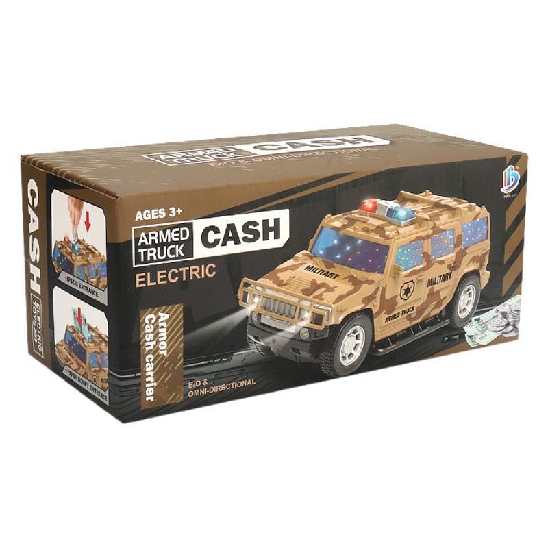 Cross-border Electric Universal efectivo camión alcancía automático rollo de dinero moneda camuflaje Humvee off-road vehículo alcancía al por mayor
