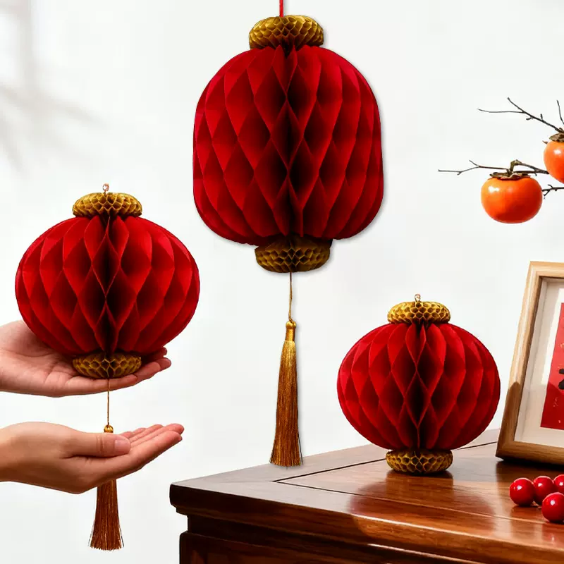 2026新年装饰用品过年中式蜂窝灯笼新款春字马年客厅春节布置挂件