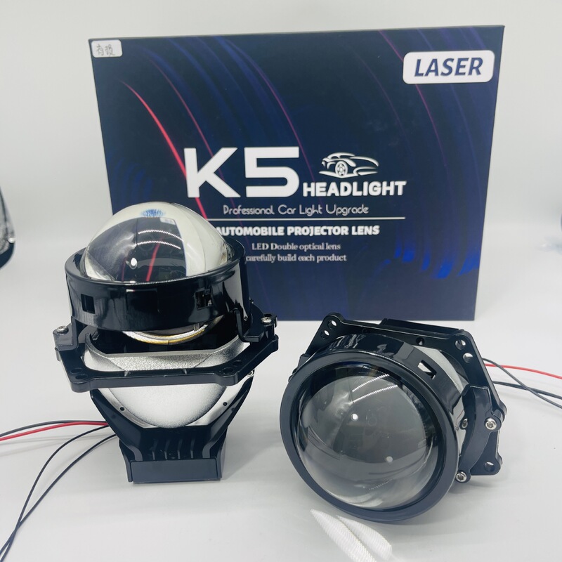 跨境汽车led大灯双光透镜直射激光远近通用高亮摩托车灯K5短款3寸|undefined