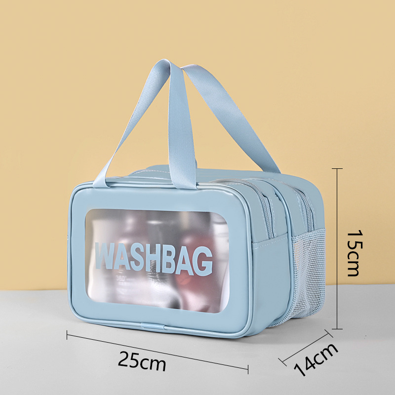 Neceser de Viaje Portátil de Doble Capa de PU Impermeable para Viaje y Baño