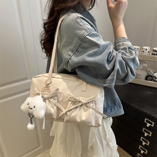Cross-border niche bag, bowling bag, bow knot, underarm bag, all-matching large-capacity portable shoulder bag, tote women's bag